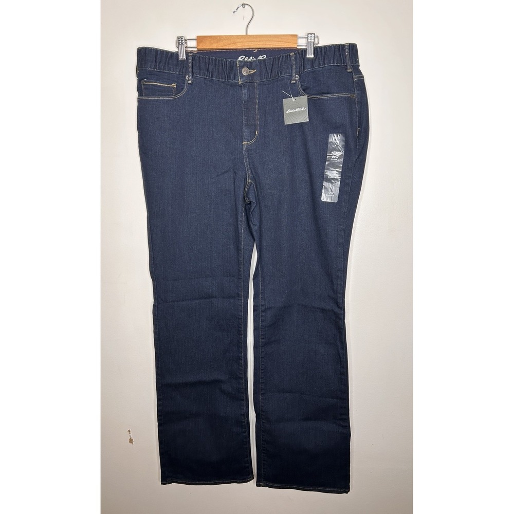 Eddie Bauer Dark Blue Denim Curvy Boot Cut Jeans Women's Size 20W NWT New